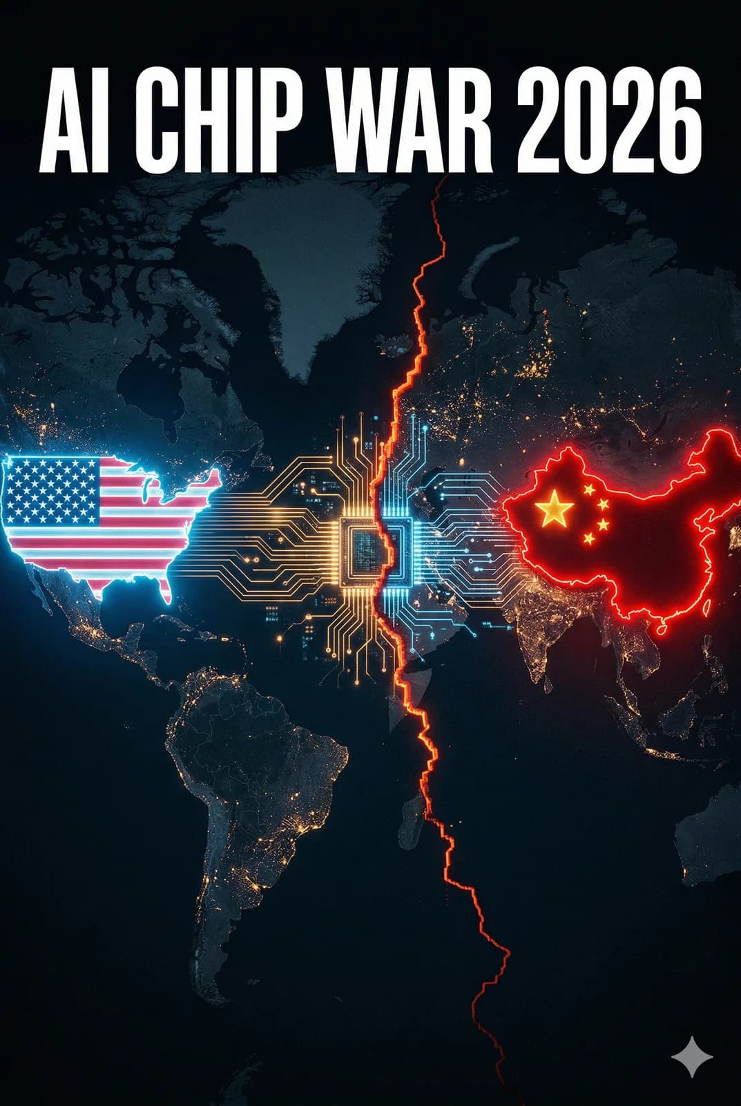 Illustration of the US-China semiconductor trade dispute over AI chip export controls