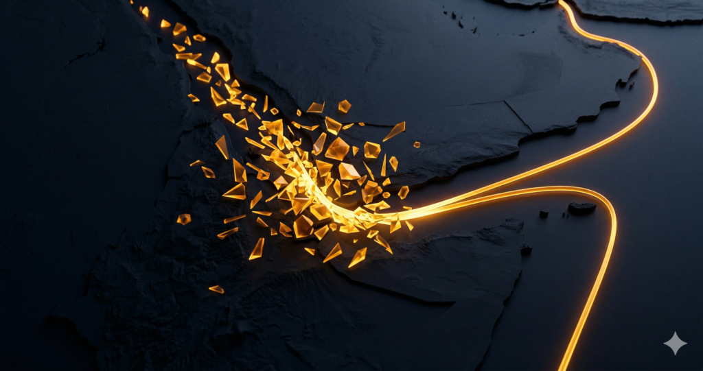 Amber shipping corridor through Bab el-Mandeb strait — Red Sea shipping crisis 2026 investor analysis